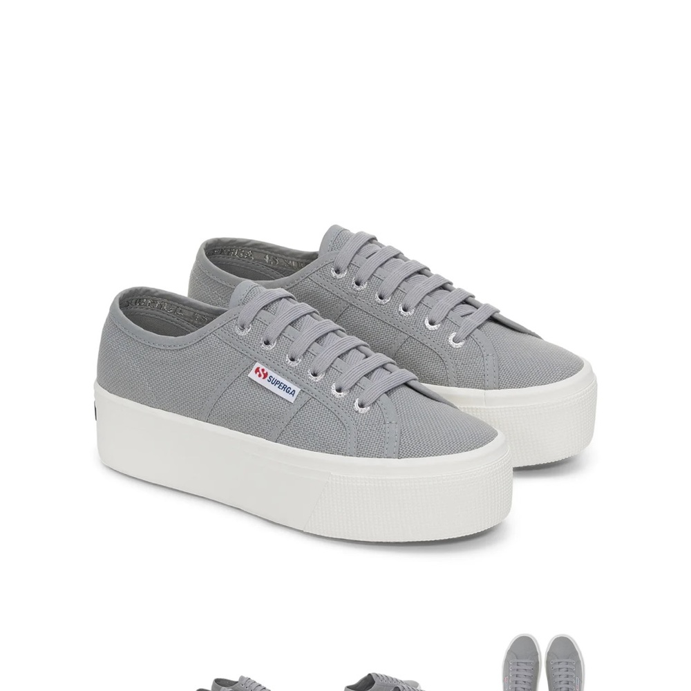 Superga Platform Sneakers Grey Lace Up - size 9